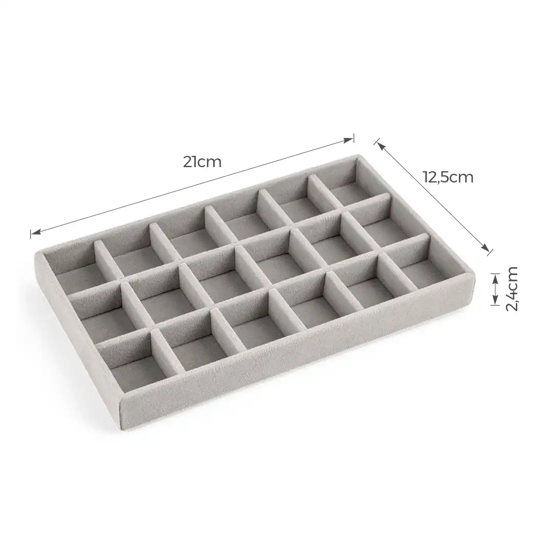 PORTA JOIAS DE MDF COM VELUDO 18 DIVISÓRIAS – 21x12,5x2,4CM