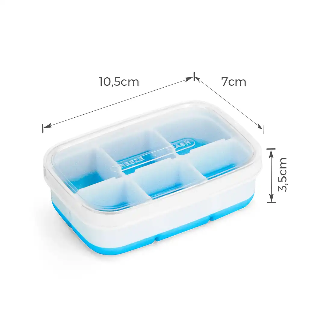 FORMA PARA GELO PLASTICO E SILICONE COM TAMPA BRANCO-AZUL