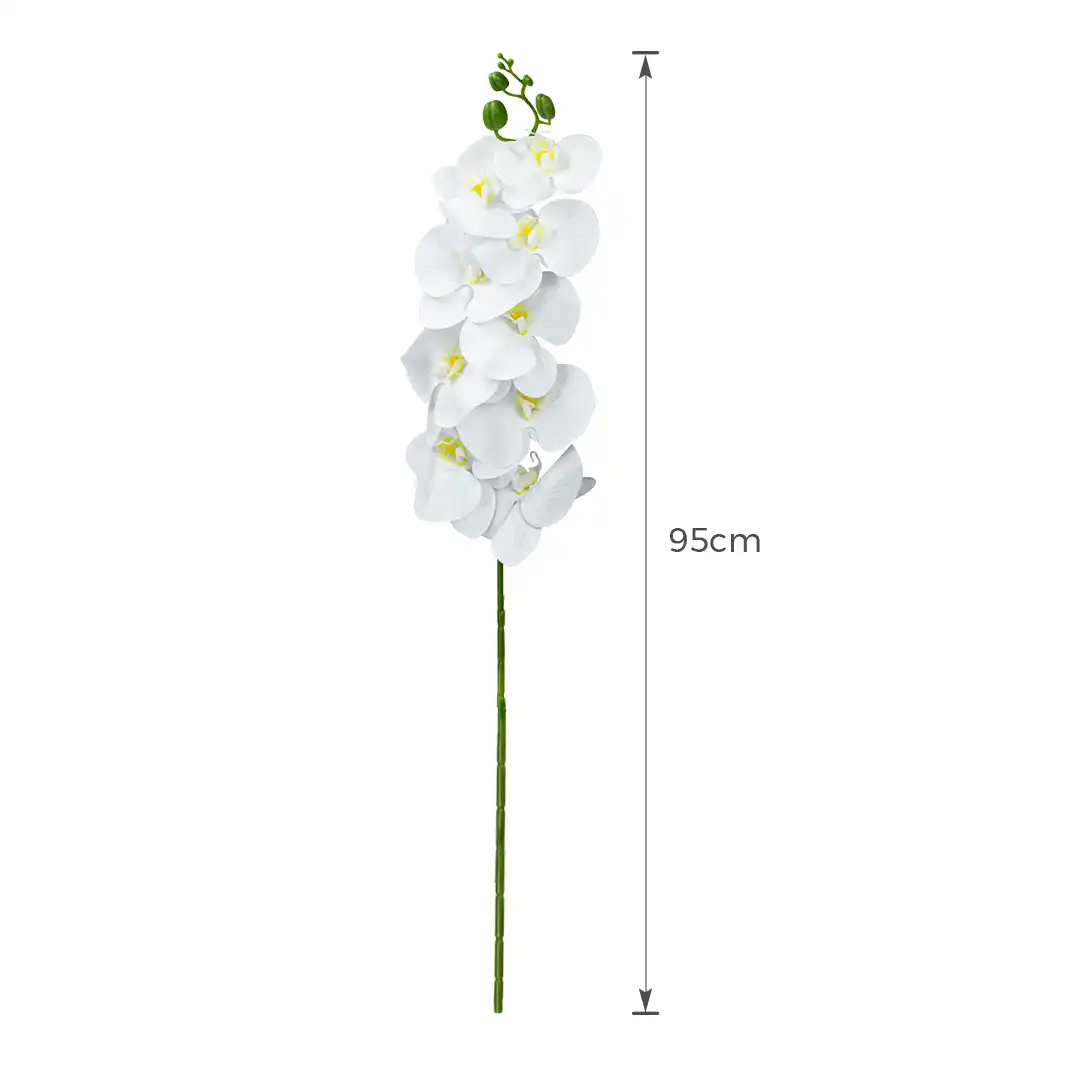 HASTE FLOR ARTIFICIAL ORQUÍDEA BRANCA EM PLÁSTICO 95CM DE ALTURA