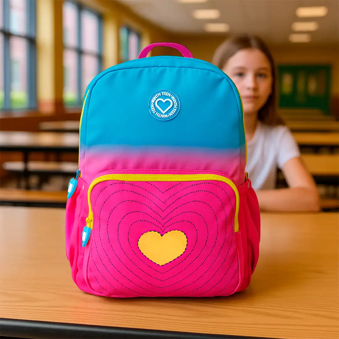 MOCHILA UNISEX ADULTO/INFANTIL 2 DIVISÕES 43X34CM ROSA