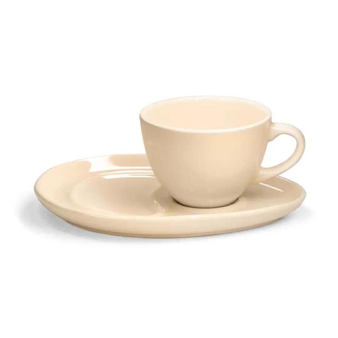 CONJUNTO COM 2 XÍCARAS DE CERÂMICA COM 2 PRATOS – BRANCO BRILHANTE