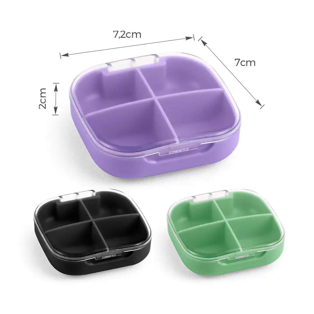 PORTA COMPRIMIDOS DE BOLSO COM 4 DIVISÓRIAS – SORTIDO