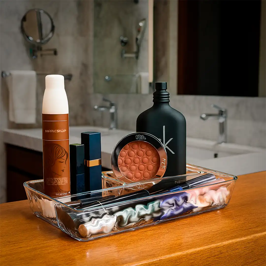 ORGANIZADOR RETANGULAR MULTIUSO PLÁSTICO TRANSPARENTE 27CM