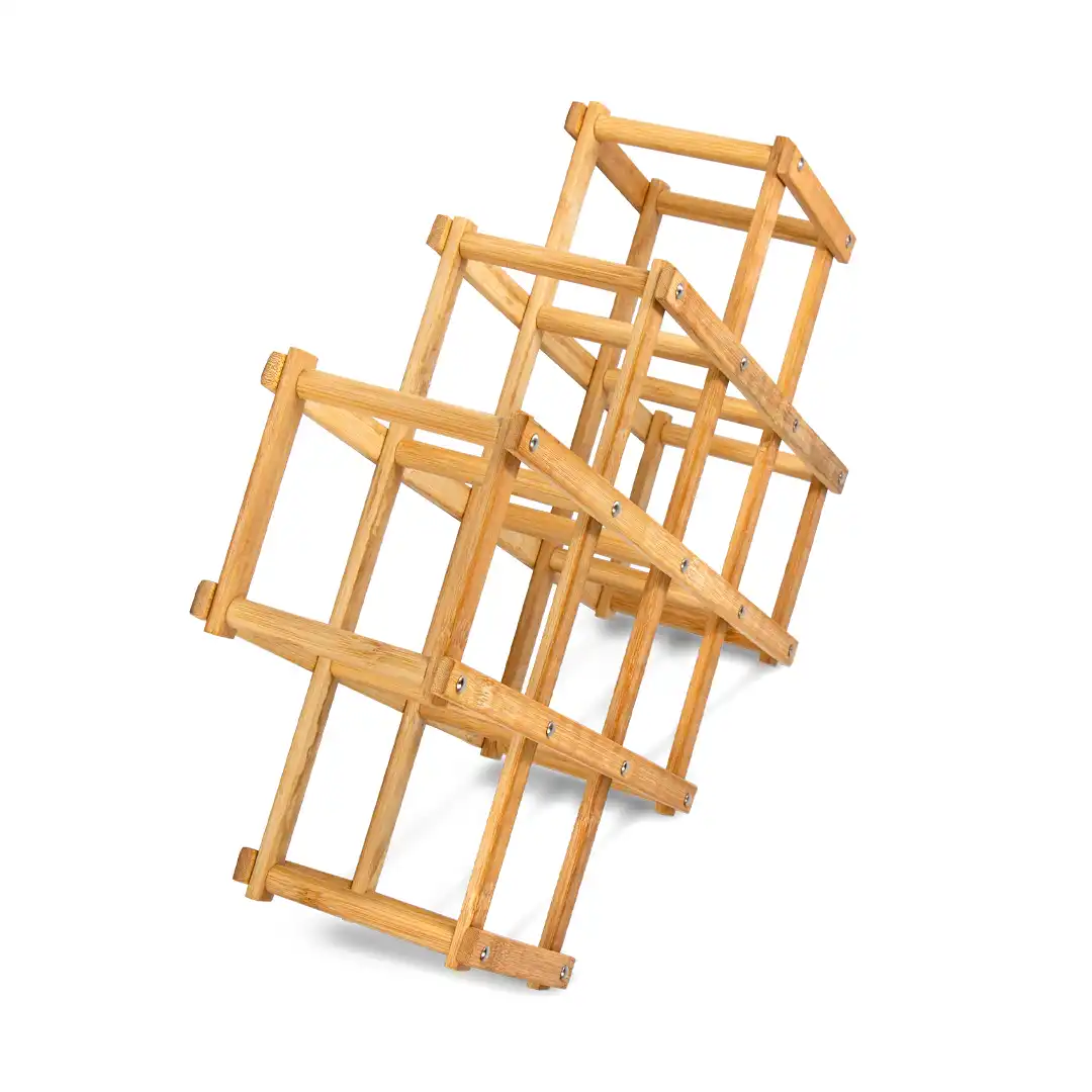 SUPORTE DE MADEIRA PARA VINHOS – 10 GARRAFAS - ORGANIZADOR DOBRÁVEL 