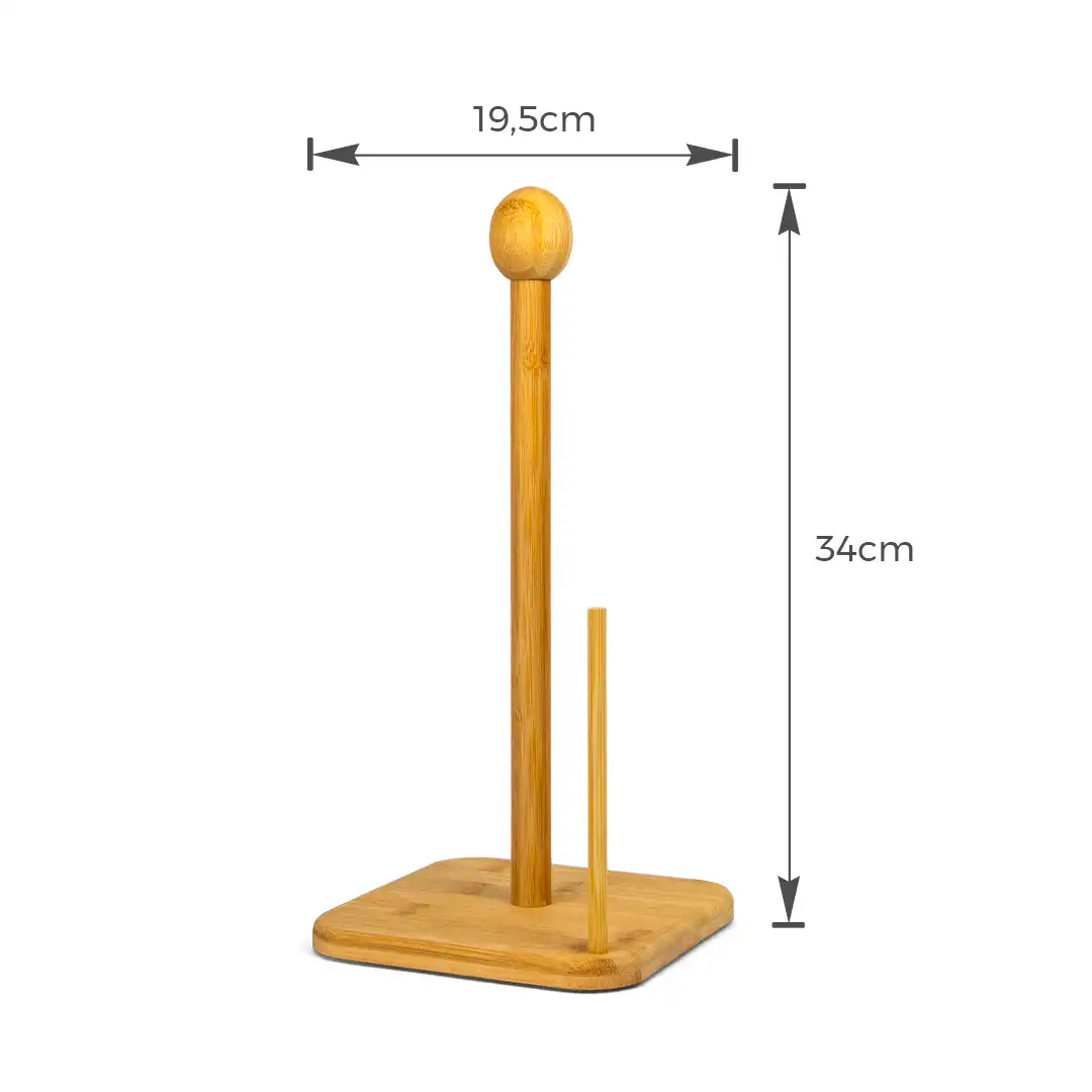 SUPORTE PARA PAPEL TOALHA EM BAMBU NATURAL – 34CM DE ALTURA