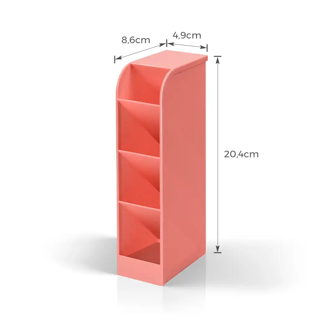 ORGANIZADOR MULTIUSO DE MESA EM PLÁSTICO ROSA COM 4 DIVISÓRIAS