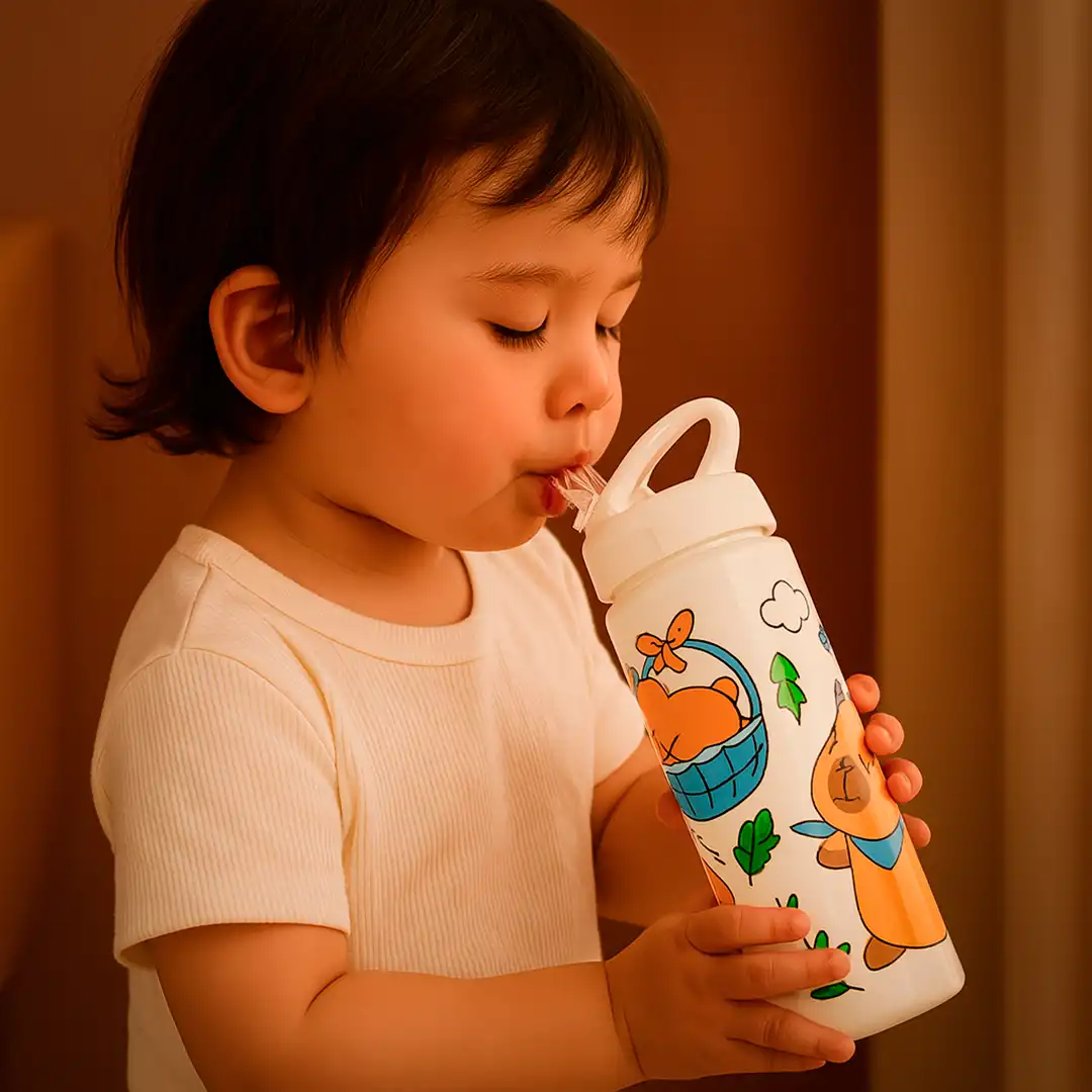 GARRAFA INFANTIL PLÁSTICA CAPIVARA 700ML BRANCO