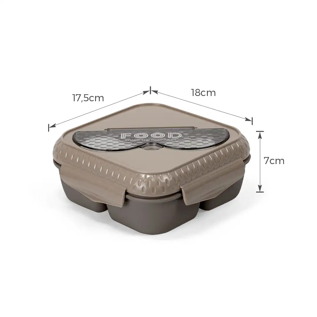 POTE MARMITA PLÁSTICO CINZA COM TAMPA, COLHER E GARFO INCLUSOS