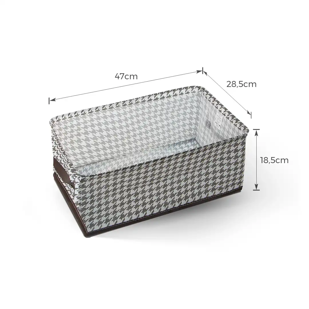CESTO ORGANIZADOR DOBRÁVEL DE TECIDO XADREZ COM ALÇA RESISTENTE