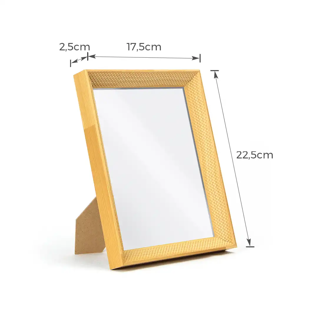 PORTA-RETRATO DECORATIVO 6X8 EM MDF MADEIRA CLARA COM PROTEÇÃO EM PLÁSTICO