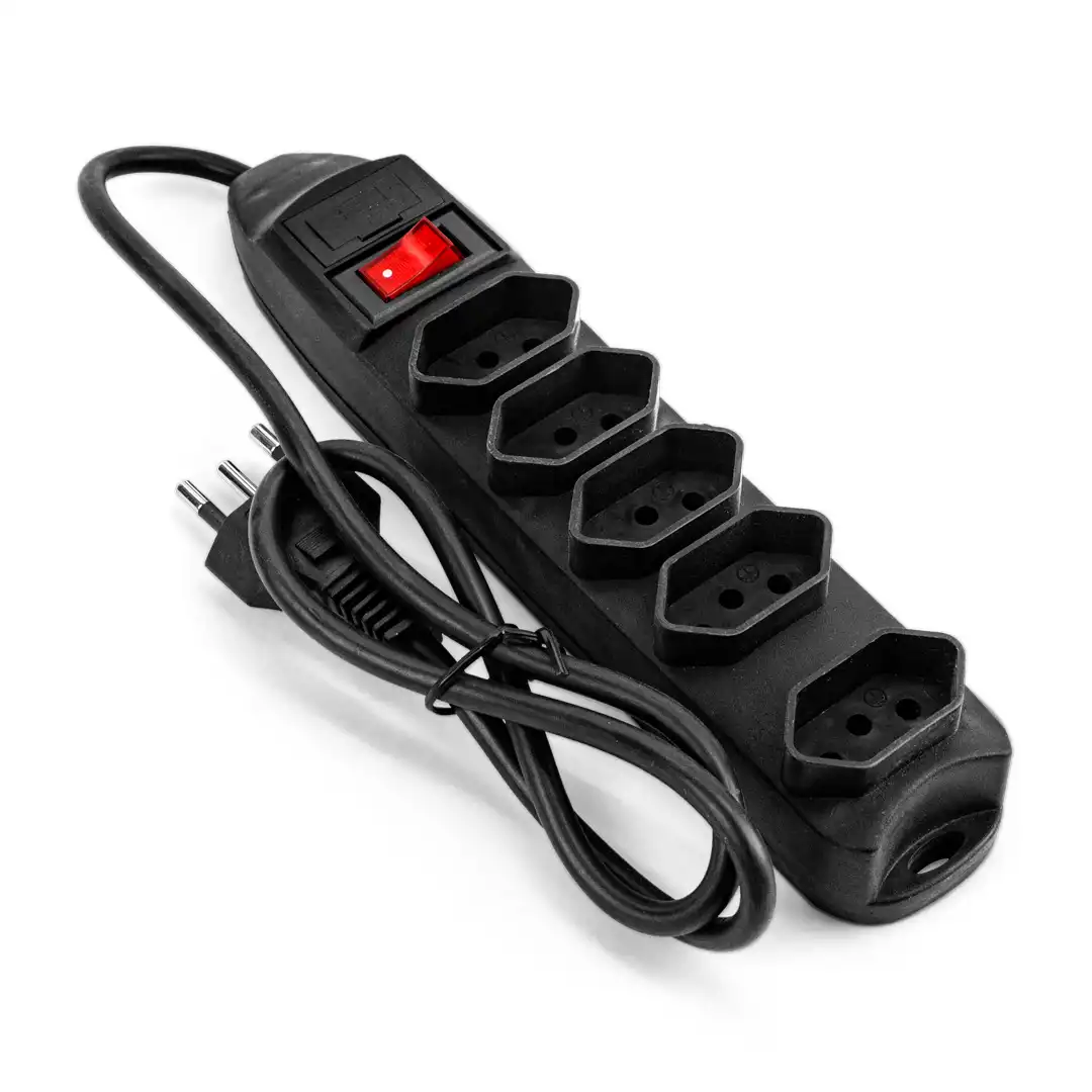 RÉGUA ELÉTRICA 5 TOMADAS COM CHAVE LIGA/DESLIGA – 22 CM