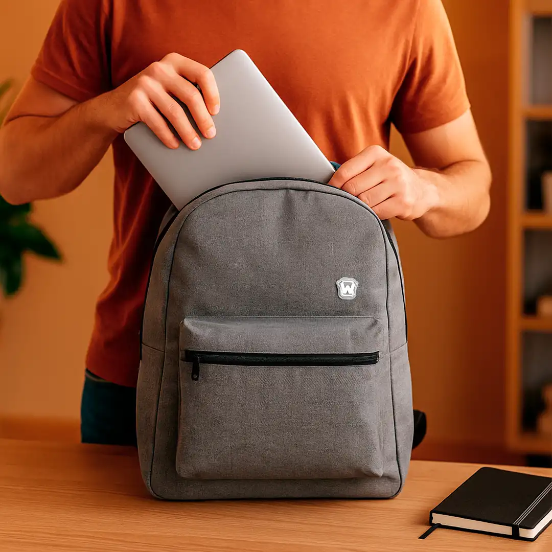 MOCHILA ESCOLAR EM POLIÉSTER 2 BOLSOS 39X29CM CINZA