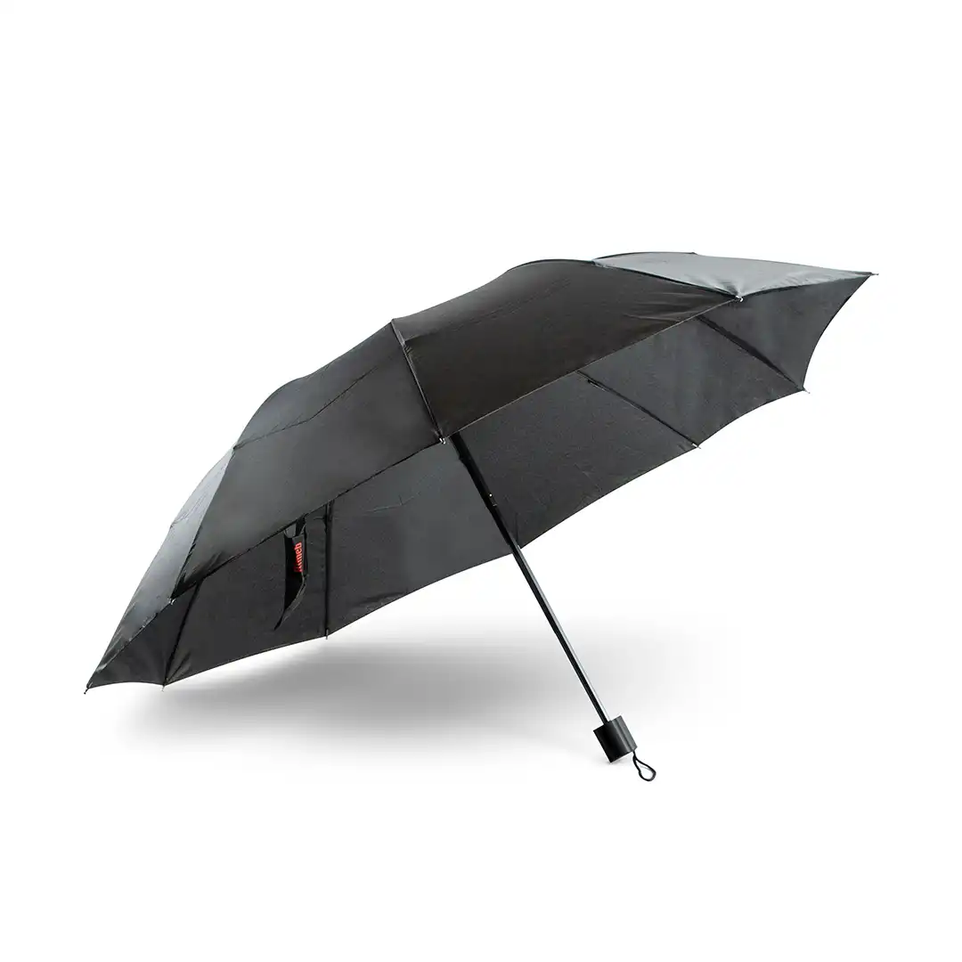 GUARDA-CHUVA PRETO DOBRÁVEL COM VARETAS EM METAL – 63,5CM
