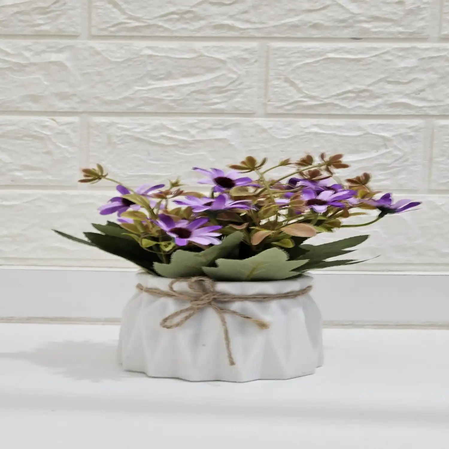 VASO DECORATIVO PLÁSTICO FLORES ROXO
