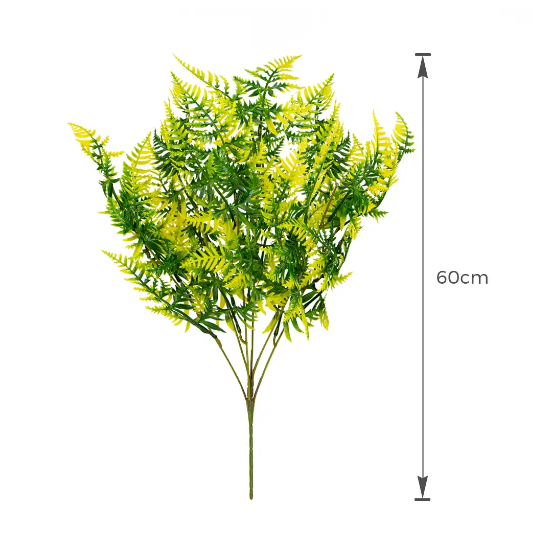 FOLHAGEM ARTIFICIAL SAMAMBAIA DECORATIVA AMARELO-ESVERDEADA 60CM