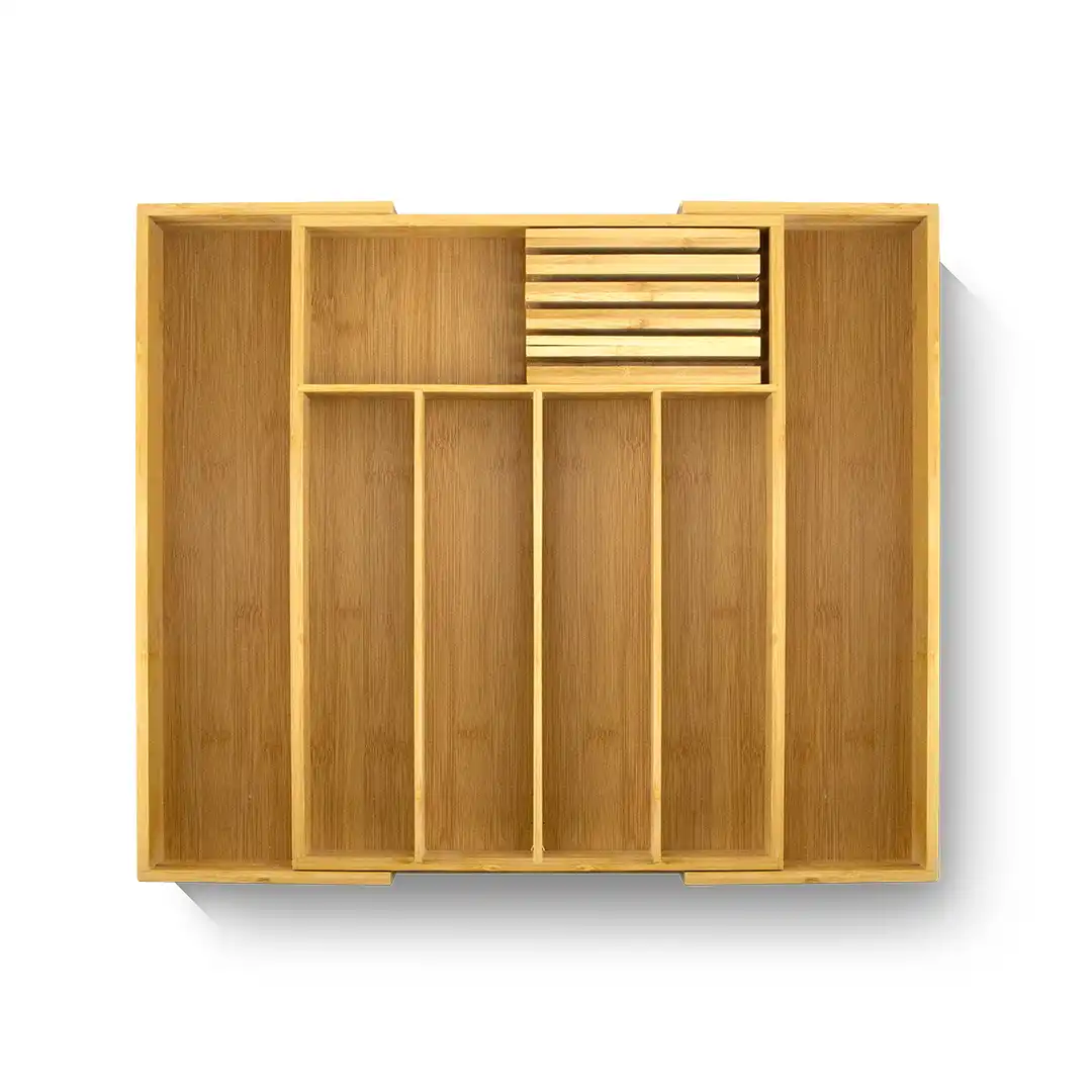 ORGANIZADOR DE TALHERES EXTENSÍVEL EM BAMBU E MDF