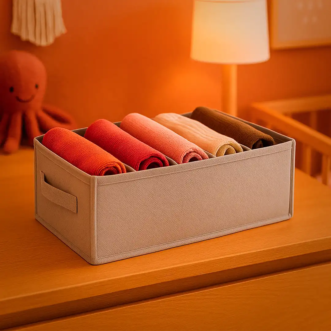 ORGANIZADOR MULTIUSO COM 5 DIVISÓRIAS E ALÇAS LATERAIS DOBRÁVEL – CINZA