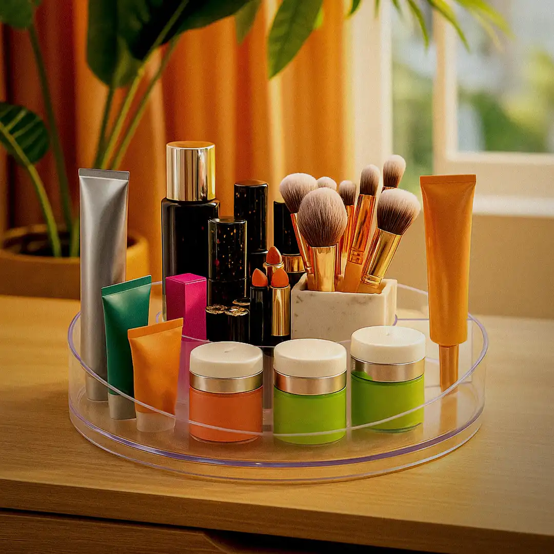 ORGANIZADOR DE COSMÉTICOS ACRÍLICO TRANSPARENTE GIRATÓRIO 360°
