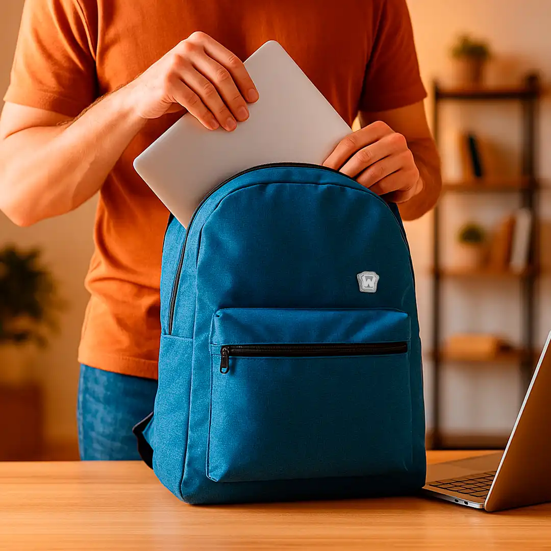 MOCHILA ESCOLAR EM POLIÉSTER 2 BOLSOS 39X29CM AZUL