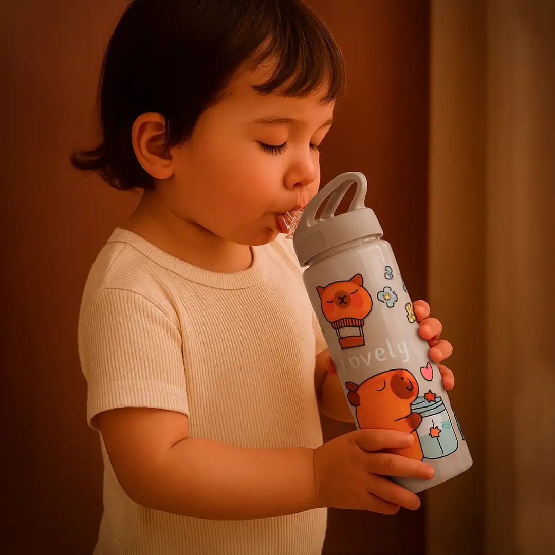 GARRAFA INFANTIL PLÁSTICA CAPIVARA 700ML CINZA 