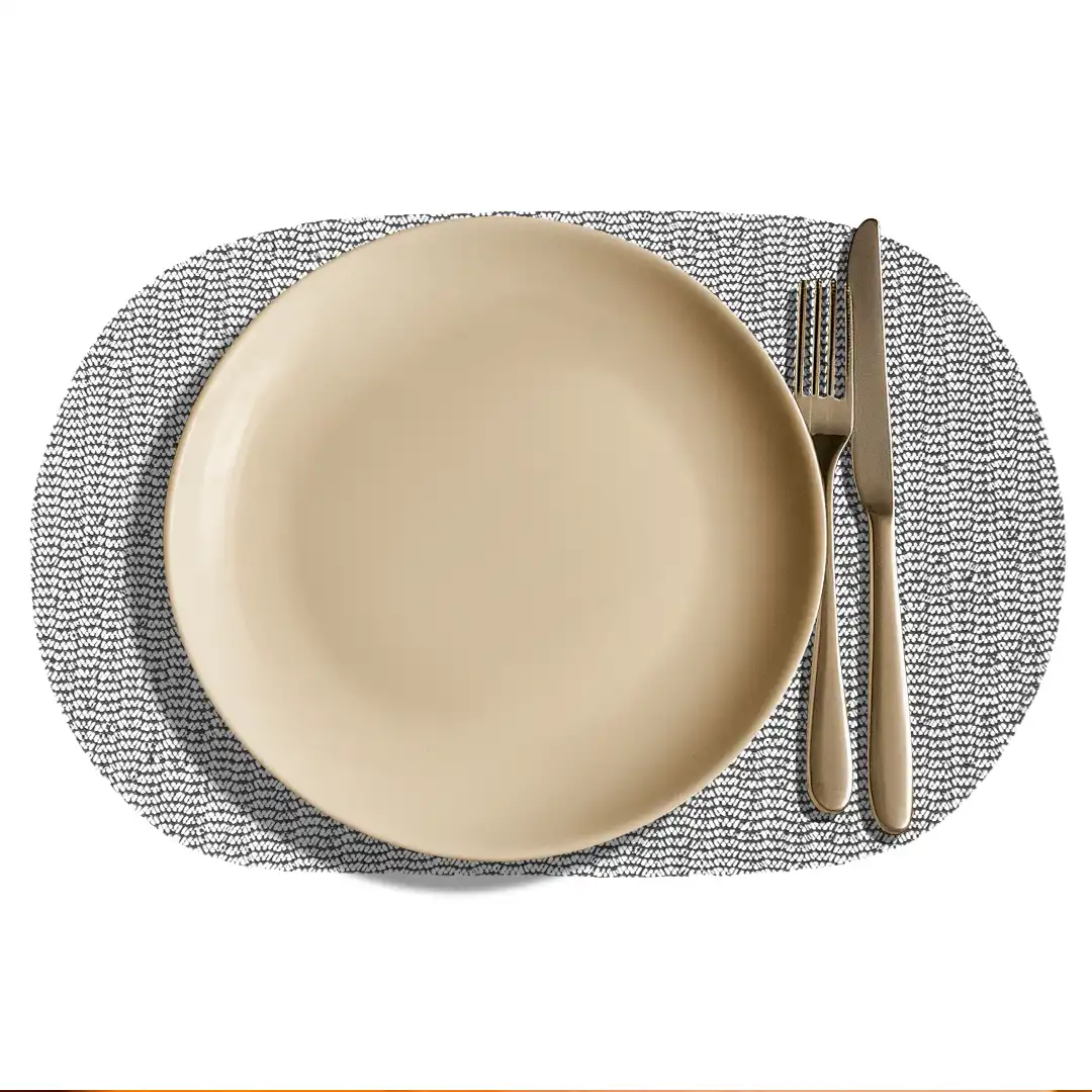 JOGO DE LUGAR AMERICANO OVAL CINZA – 4 UNIDADES PARA MESA