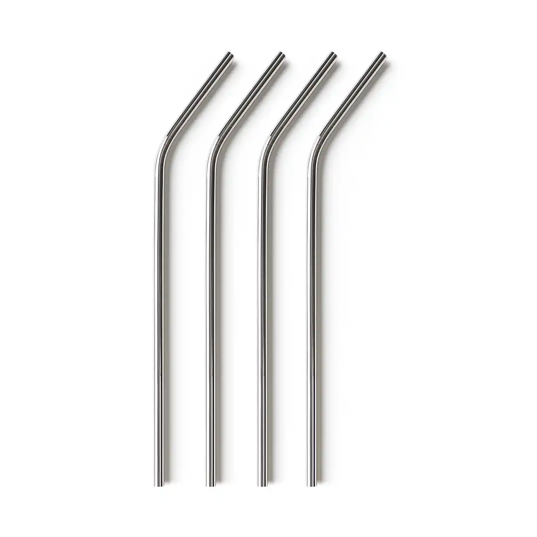 CANUDOS DE INOX REUTILIZÁVEIS – KIT 4 PEÇAS COM ESCOVA DE LIMPEZA 