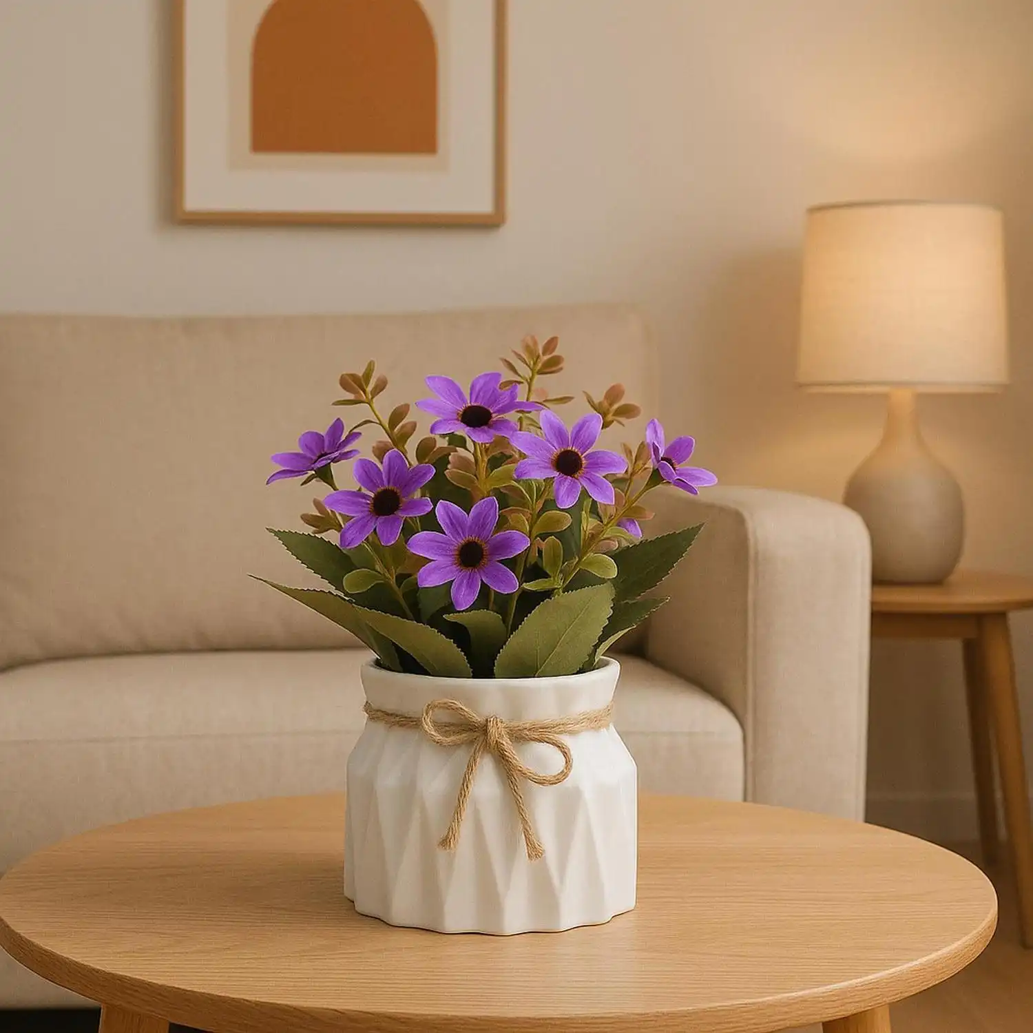 VASO DECORATIVO PLÁSTICO FLORES ROXO