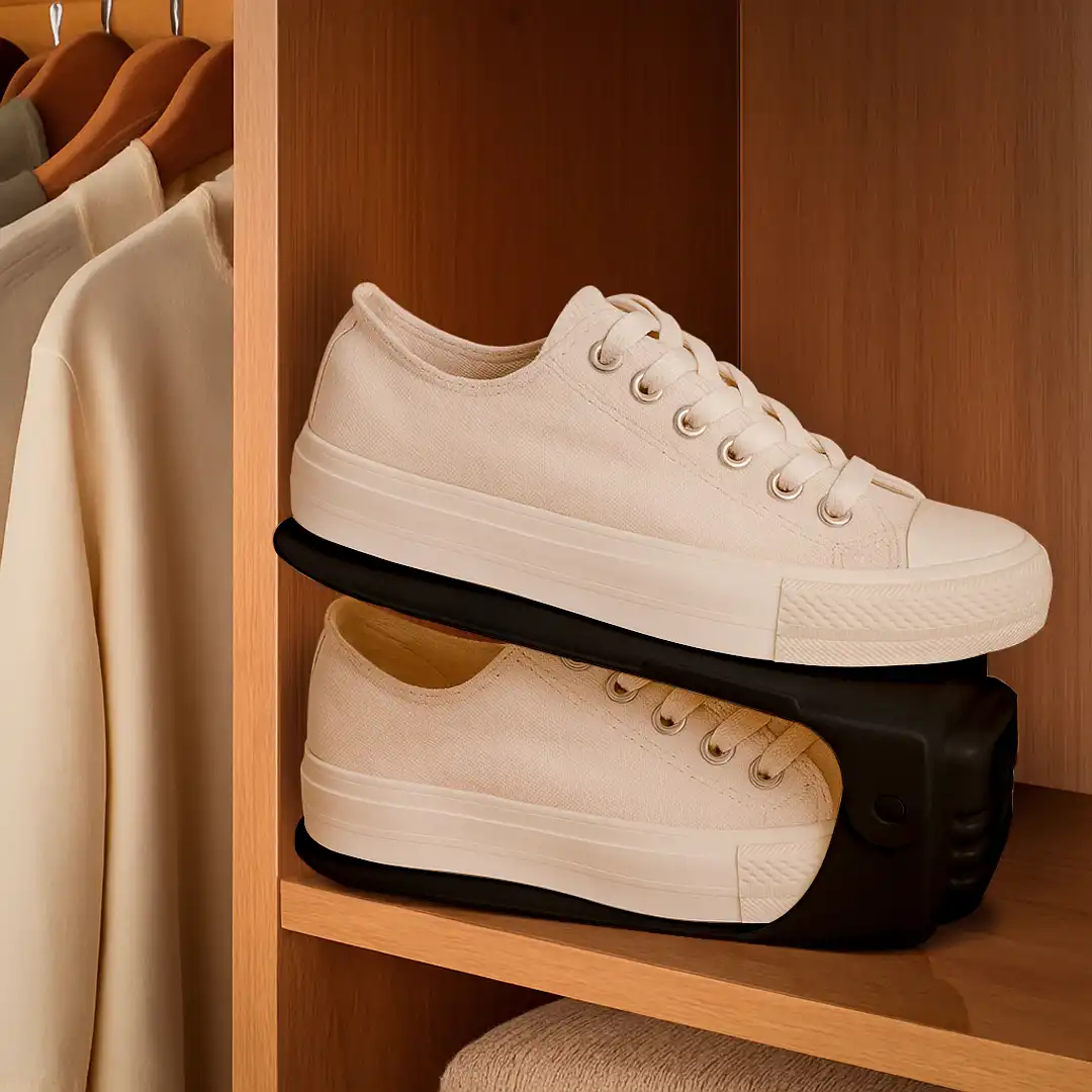 SUPORTE ORGANIZADOR DE SAPATOS AJUSTÁVEL EMPILHÁVEL PRETO 25CM