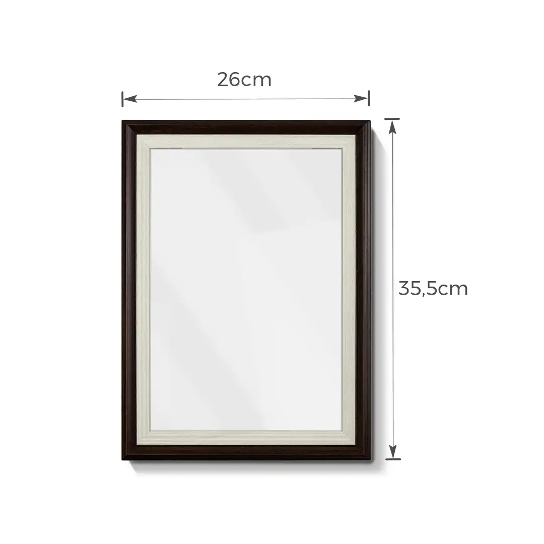 PORTA-RETRATO DECORATIVO A4 EM MDF PRETO E BRANCO COM PROTEÇÃO EM PLÁSTICO