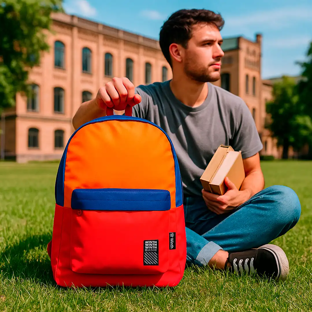 MOCHILA ADULTO/JUVENIL UNISEX 2 DIVISÕES 46X35CM VERMELHO