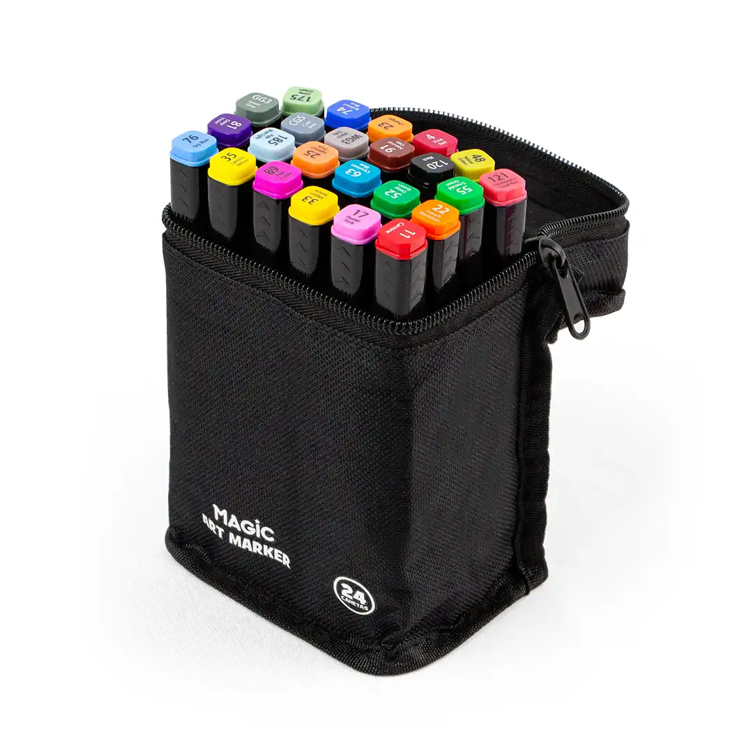 KIT DE CANETINHAS ARTÍSTICAS DUPLA PONTA 24 CORES BOBBIE GOODS