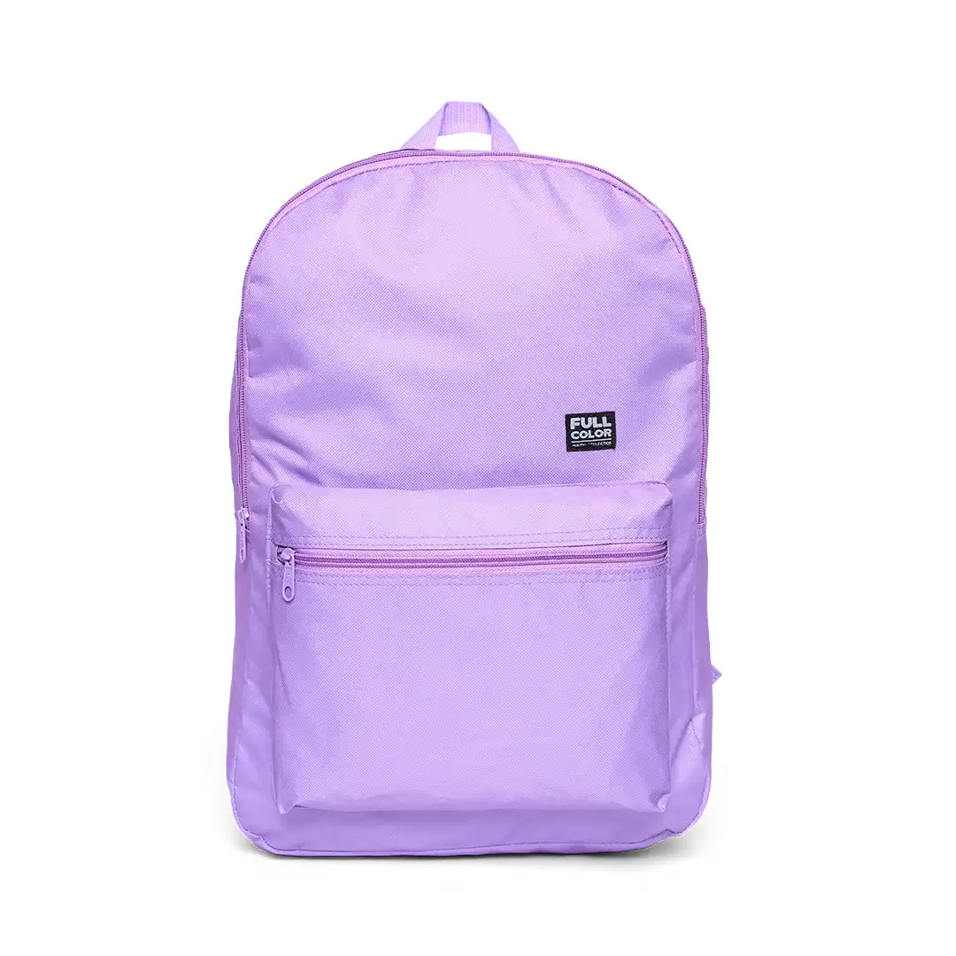 MOCHILA ESCOLAR SIMPLES EM POLIÉSTER LILÁS 2 BOLSOS 45CM X 30CM