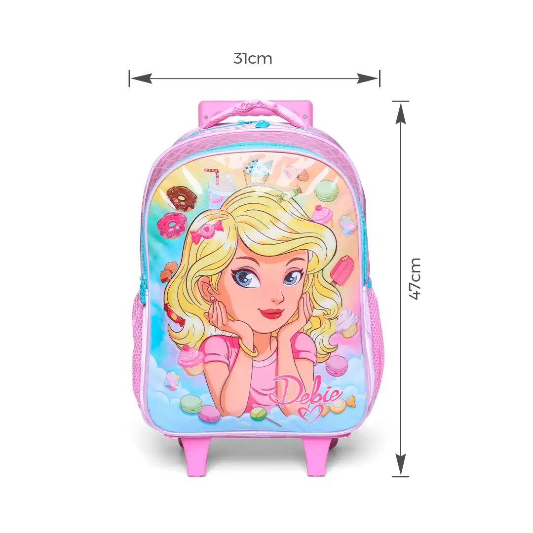 MOCHILA INFANTIL COM RODINHAS 47CM X 31CM ROSA