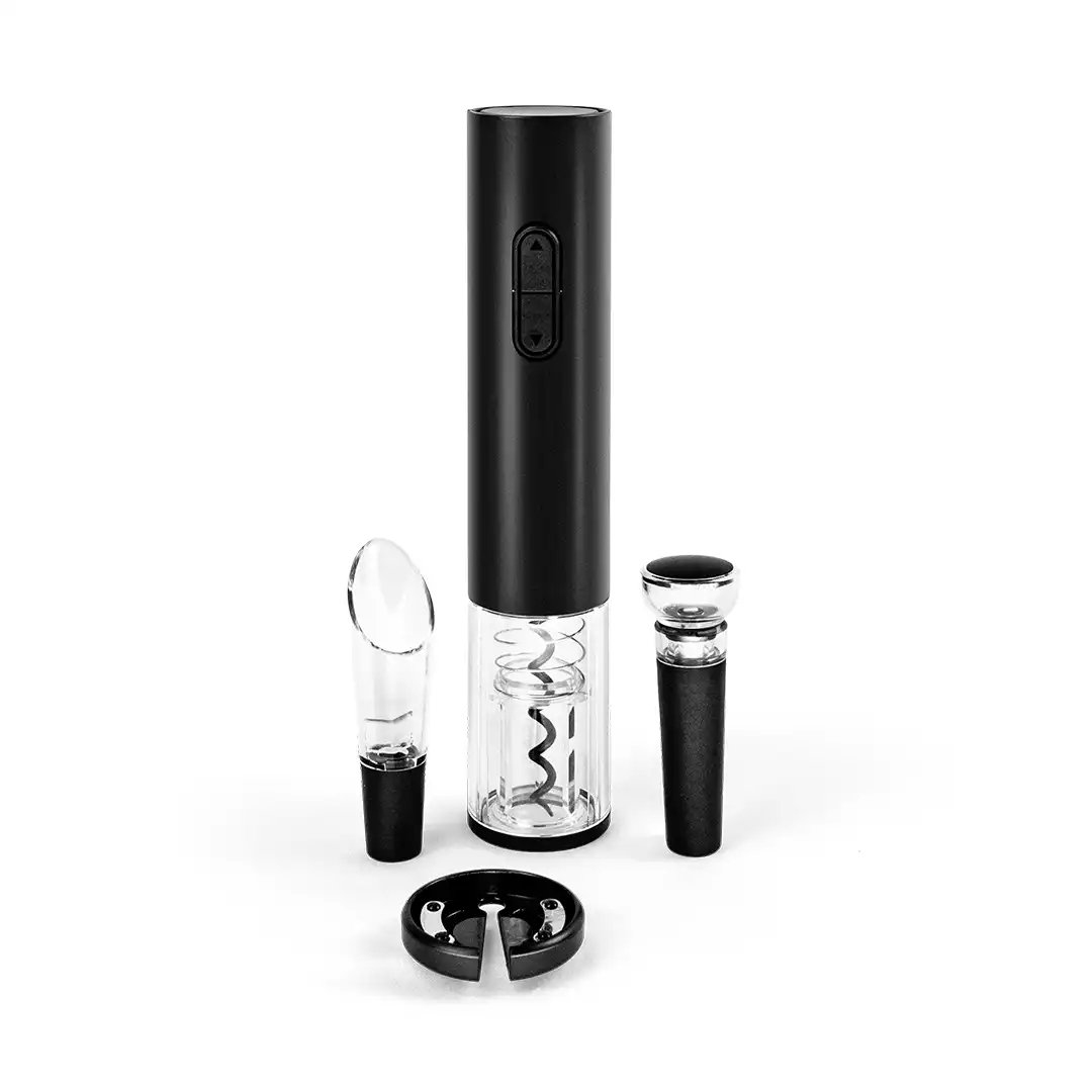 ABRIDOR DE VINHO ELÉTRICO AUTOMÁTICO KIT COM 4 PEÇAS – PRETO