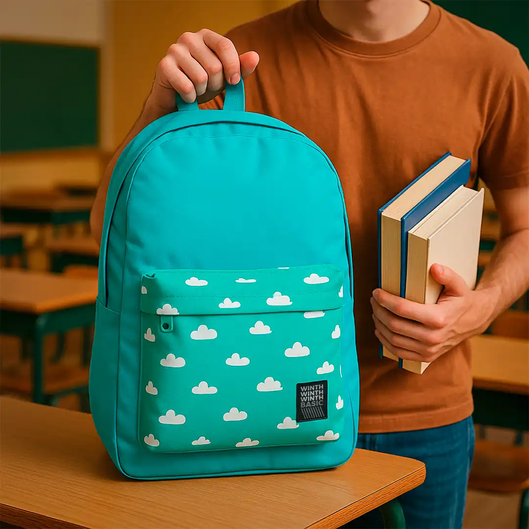 MOCHILA COLOR FEMININA 2 DIVISÕES 46X30CM AZUL