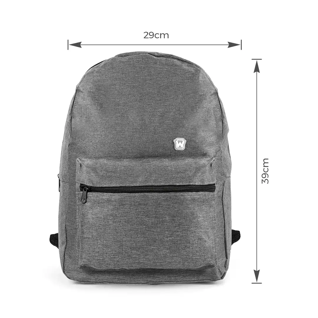MOCHILA ESCOLAR EM POLIÉSTER 2 BOLSOS 39X29CM CINZA