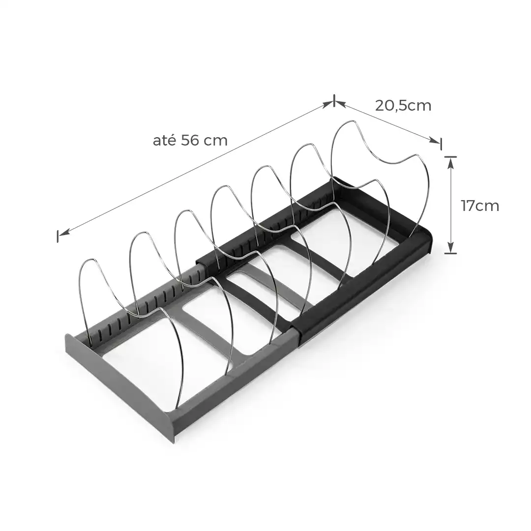 ORGANIZADOR AJUSTÁVEL PARA PANELAS, TAMPA OU LOUÇA – ATÉ 56CM