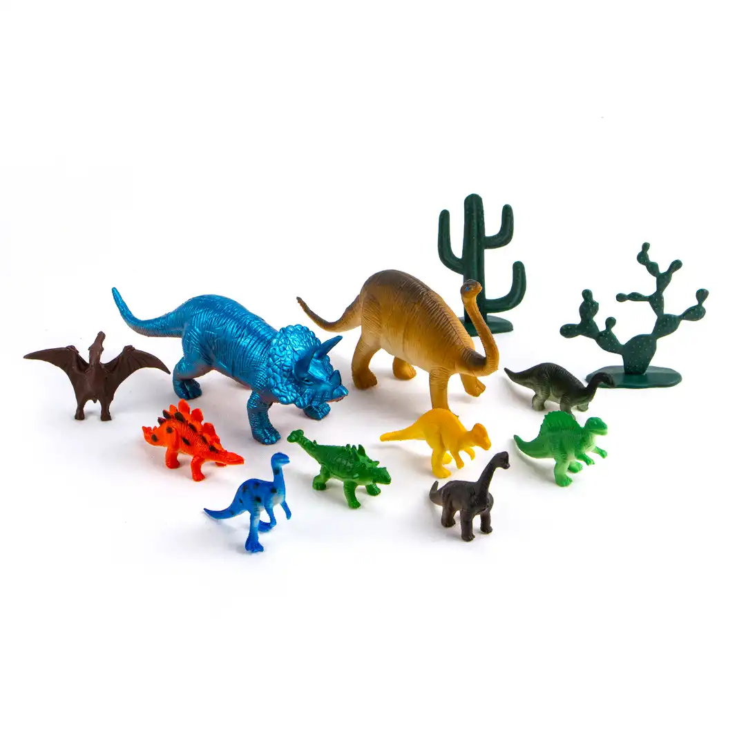 KIT DINOSSAUROS COLORIDOS COM CENÁRIO – DINO WORLD