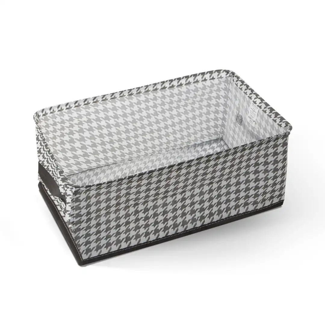 CESTO ORGANIZADOR DOBRÁVEL DE TECIDO XADREZ COM ALÇA RESISTENTE