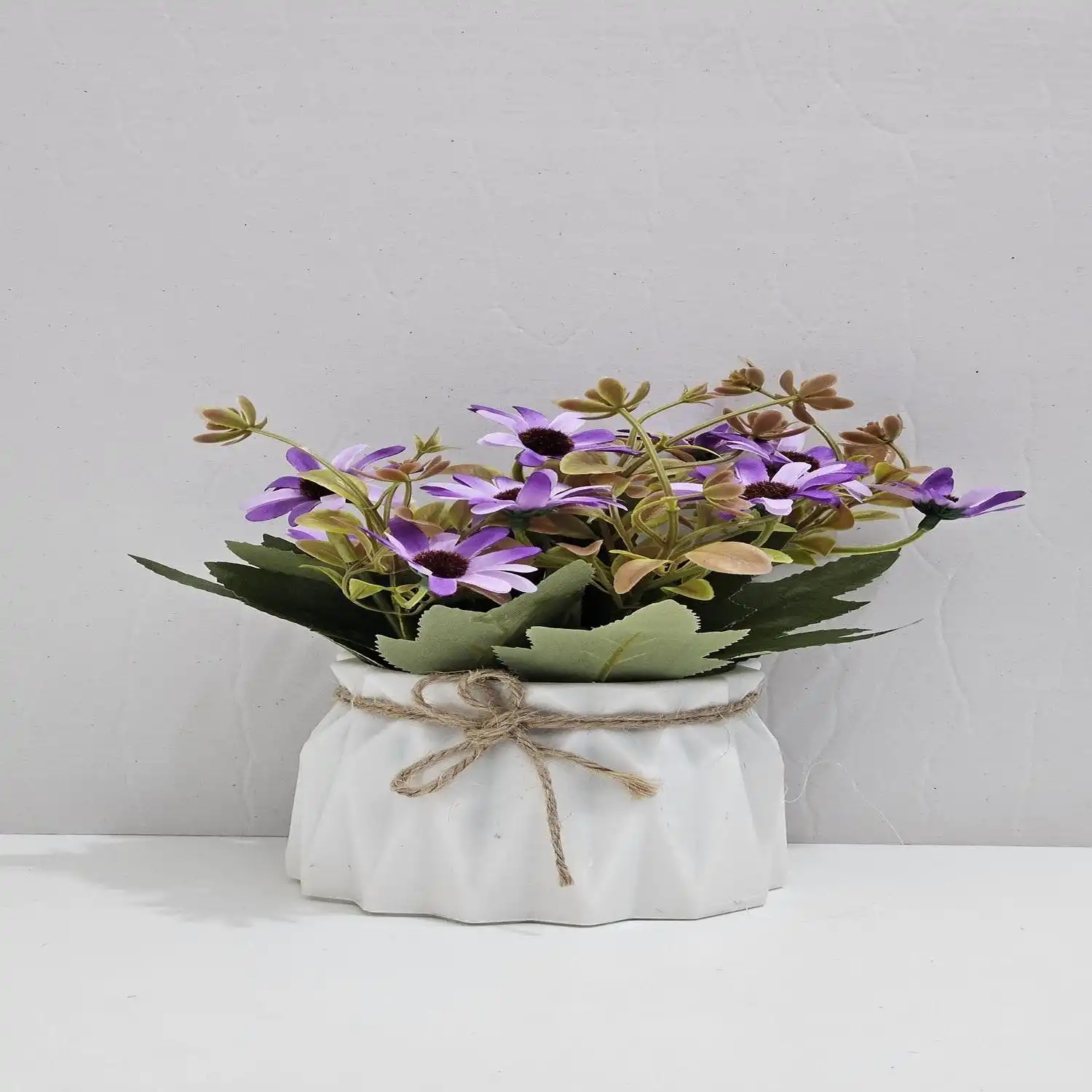 VASO DECORATIVO PLÁSTICO FLORES ROXO