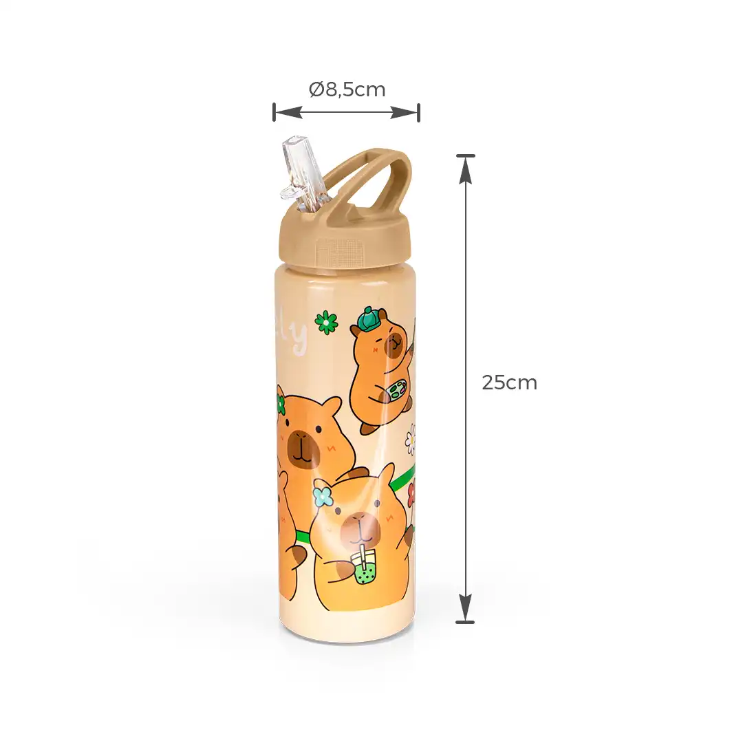 GARRAFA INFANTIL PLÁSTICA CAPIVARA 700ML BEGE 
