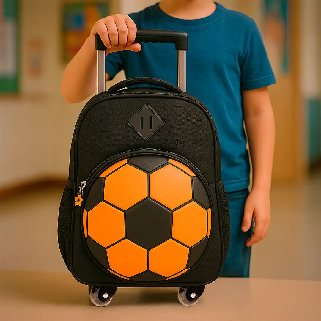 MOCHILA INFANTIL COM RODINHAS 50X33CM - AMARELO