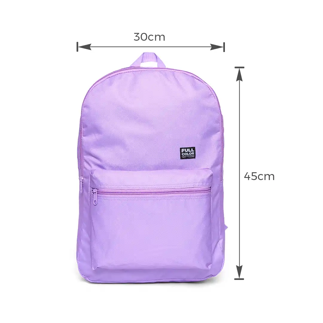 MOCHILA ESCOLAR SIMPLES EM POLIÉSTER LILÁS 2 BOLSOS 45CM X 30CM