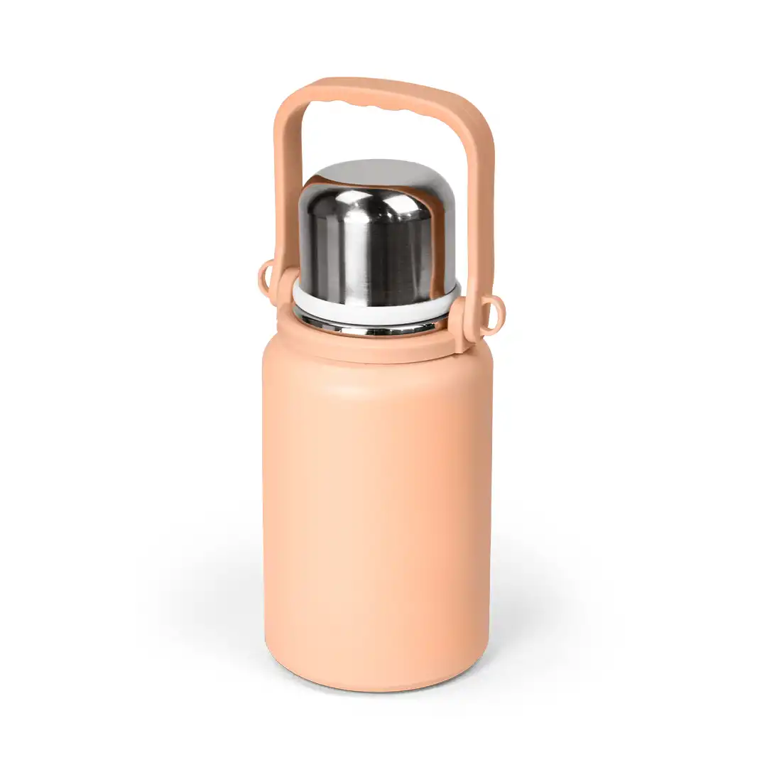 GARRAFA TÉRMICA 900ML ROSA COM ALÇA E TAMPA INOX – Ø11,5CM X 26,5CM
