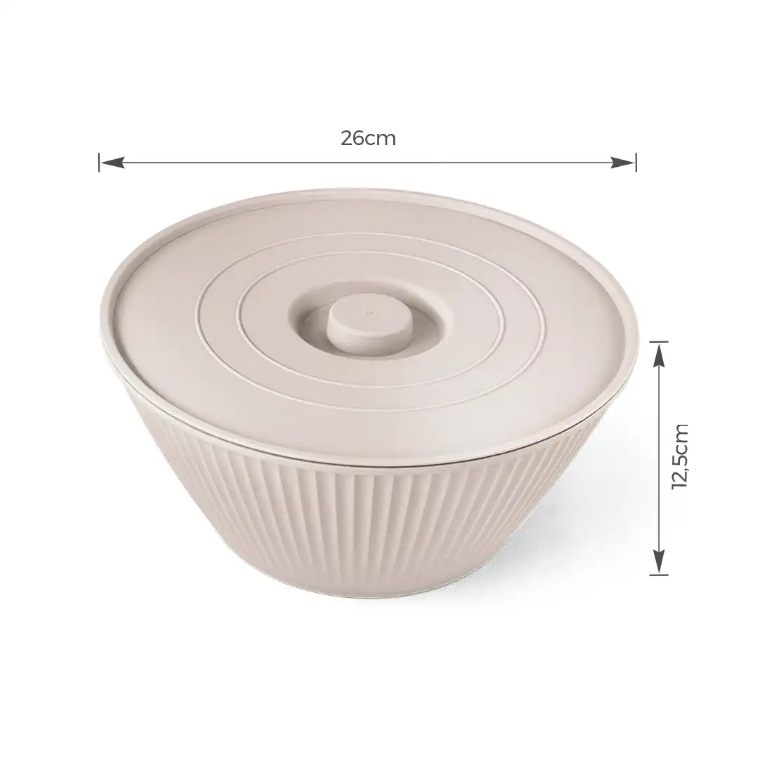 TIGELA COM TAMPA EM POLIPROPENO CINZA CLARO 26CM