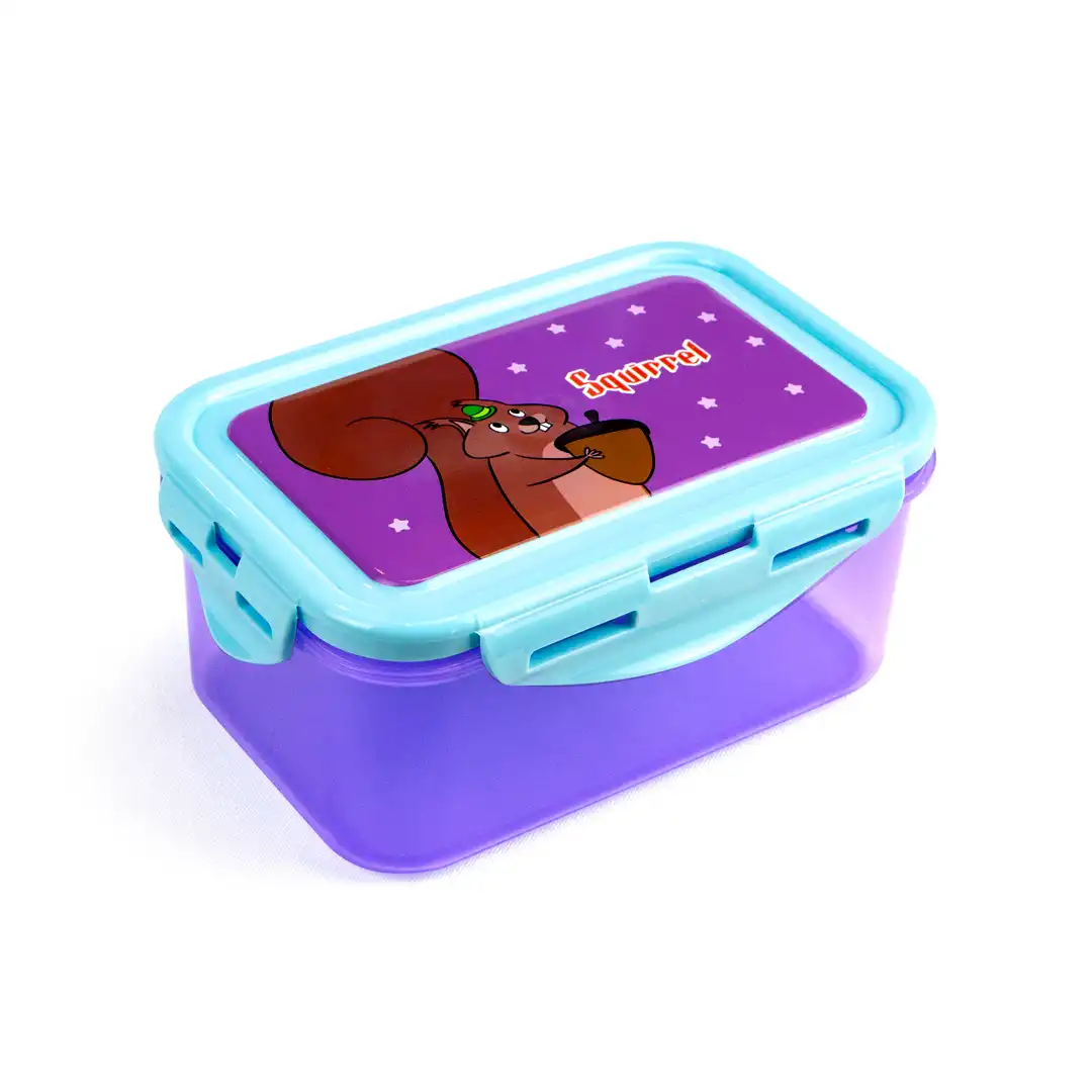 POTE LANCHERINHA INFANTIL RETÂNGULO COM TRAVA – 5 CORES SORTIDAS