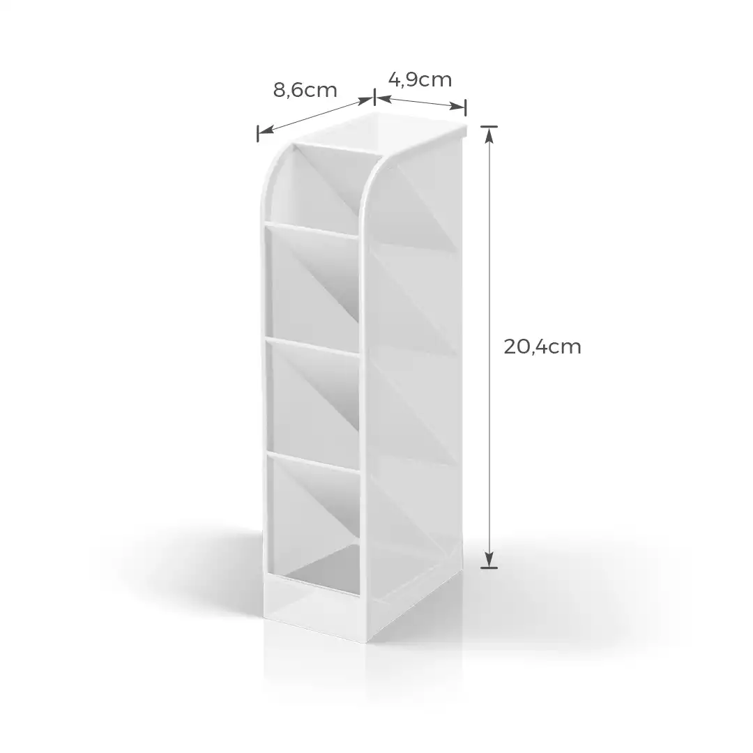 ORGANIZADOR MULTIUSO DE MESA EM PLÁSTICO BRANCO COM 4 DIVISÓRIAS