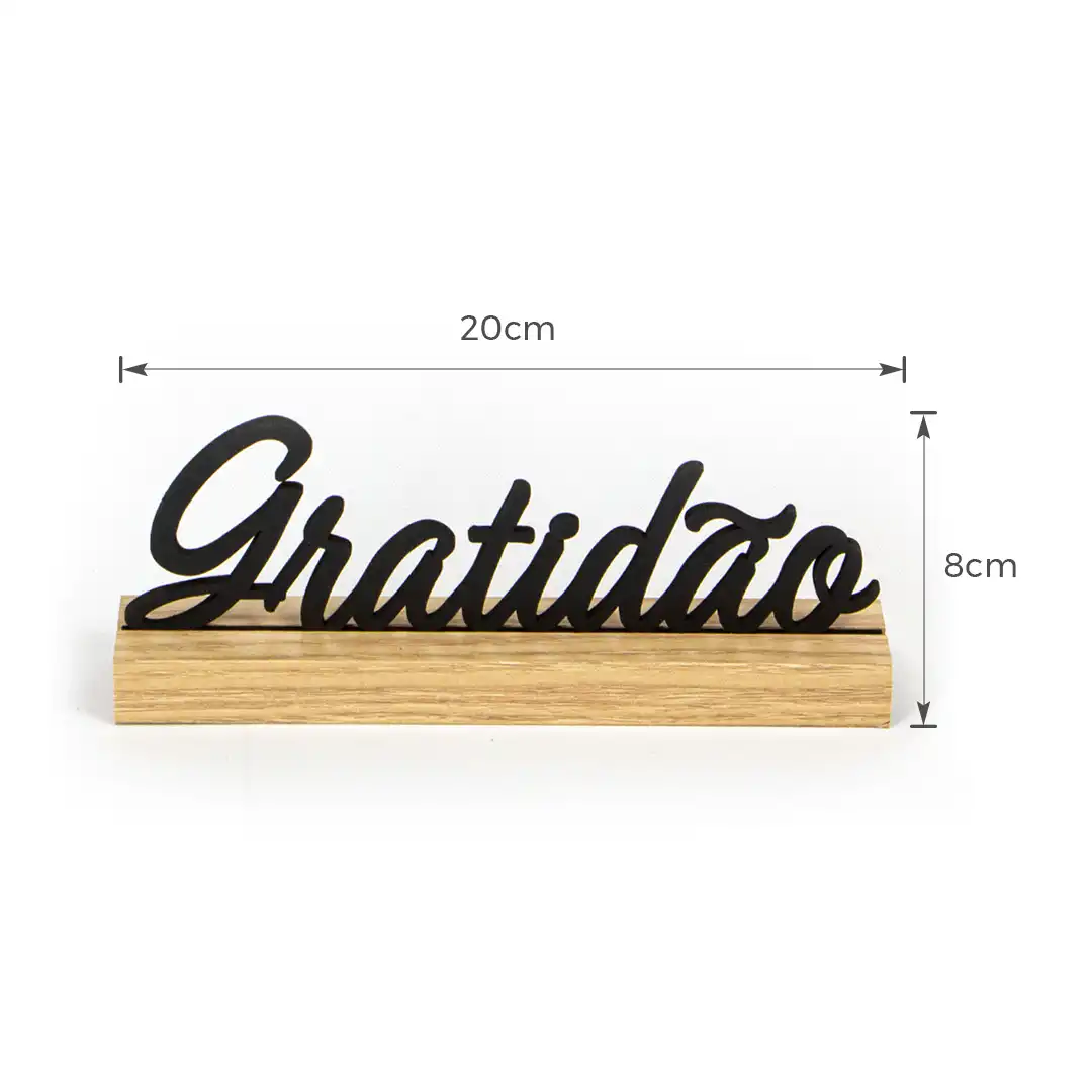 DECORAÇÃO DE MESA GRATIDÃO – ENFEITE EM MDF PARA LAR OU ESCRITÓRIO