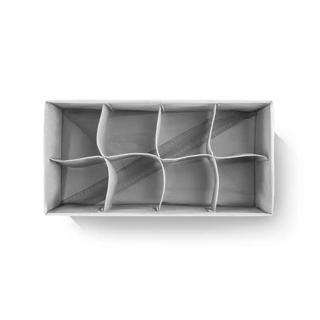 ORGANIZADOR DE GAVETA COM 8 DIVISÓRIAS DOBRÁVEL EM TNT – CINZA