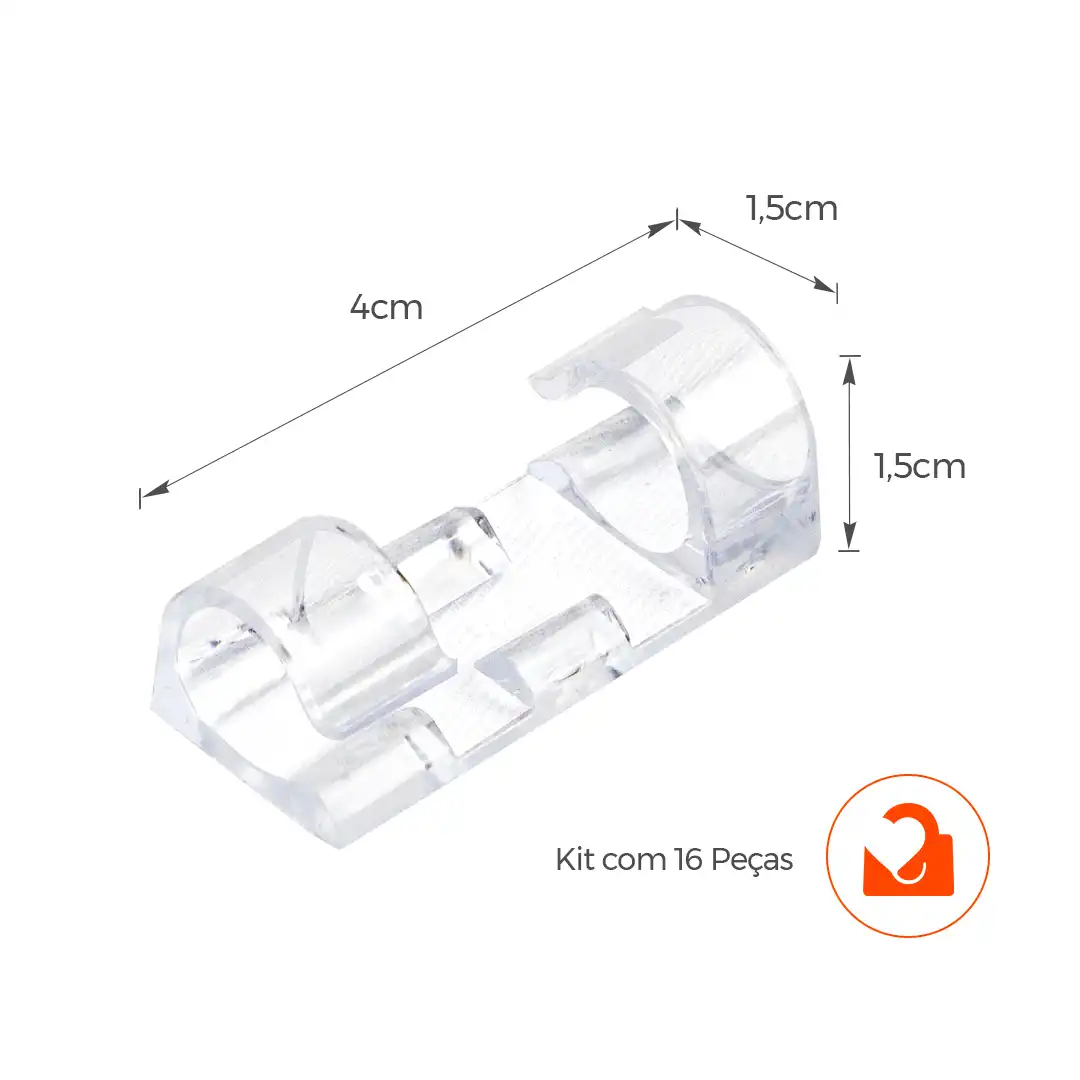FIXADOR DE CABOS ADESIVO TRANSPARENTE – KIT 16 PEÇAS